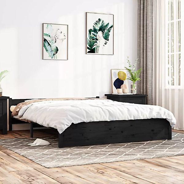 Vidaxl Massivholzbett Schwarz 140x190 Cm günstig online kaufen