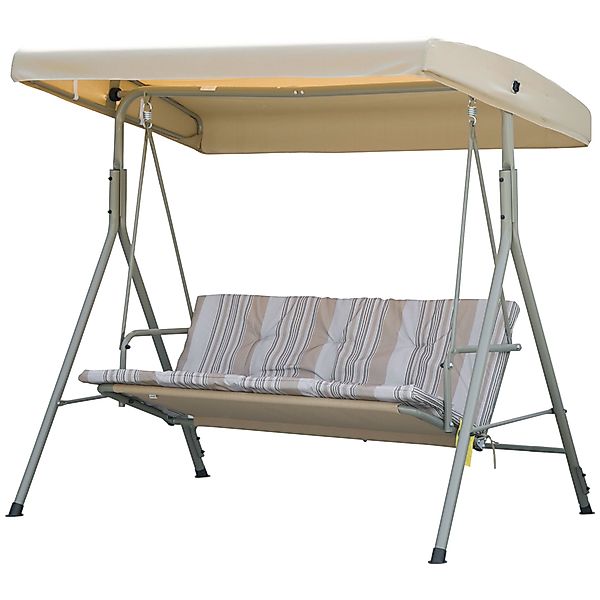 Outsunny Garten-Schaukelbank 3-Sitzer mit Stahlrahmen und verstellbarem Son günstig online kaufen