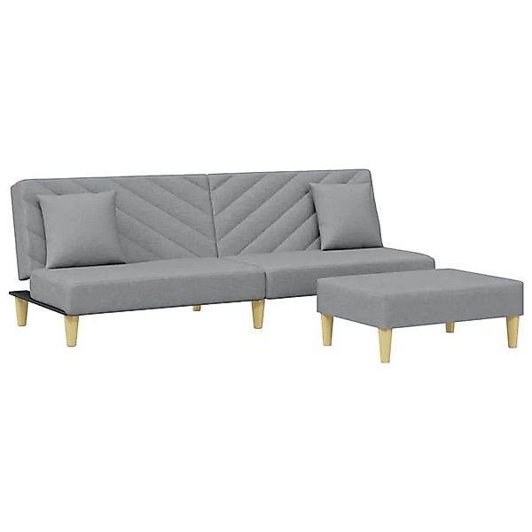 vidaXL Schlafsofa 2-Sitzer mit Kissen und Fußhocker Hellgrau Stoff 3216255 günstig online kaufen
