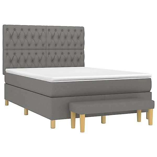 vidaXL Boxspringbett mit Matratze Dunkelgrau 140x190 cm Stoff 3137390 günstig online kaufen