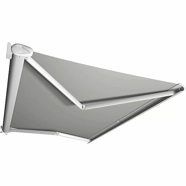 Kassettenmarkise Perform 350 x 250 cm Gestell Weiß Tuch Hellgrau günstig online kaufen