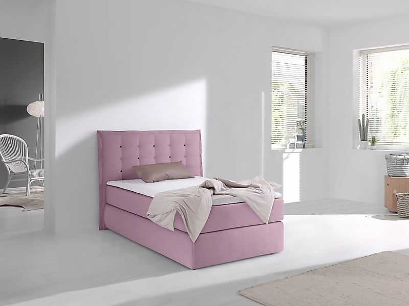 Home affaire Boxspringbett "Sagres" Kopfteil mit 2farbiger Flatterbiese und günstig online kaufen