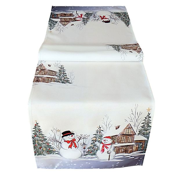 texpot Tischdecke Tischläufer Druckmotiv Zwei Schneemänner günstig online kaufen
