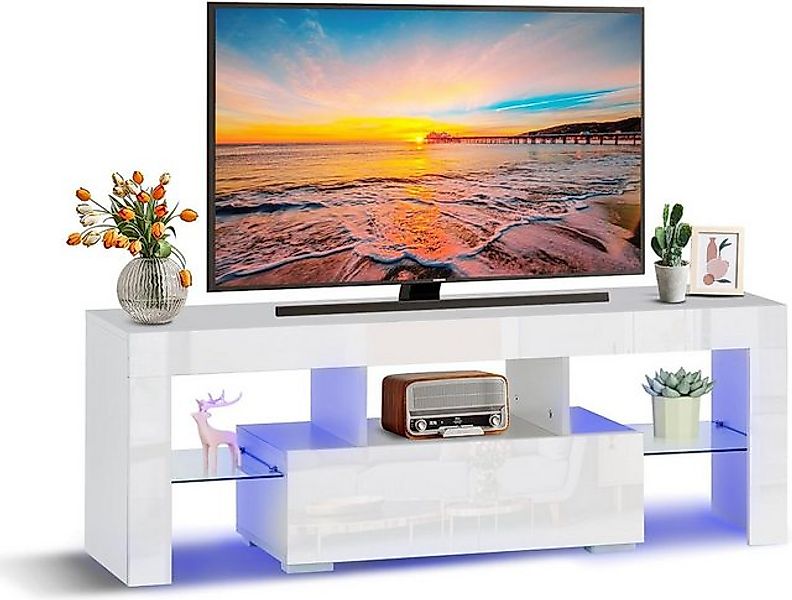 LOVONLIVE TV-Schrank TV-Kommode mit Glasböden mit verstellbarer RGB-Bluetoo günstig online kaufen