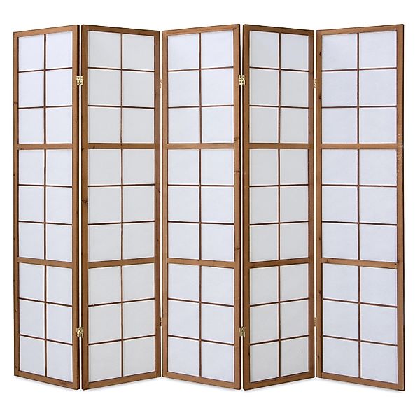 Homestyle4u 5-tlg. Paravent Shoji in Braun 220x175 cm 170 günstig online kaufen