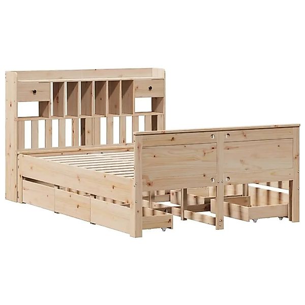 vidaXL Massivholzbett mit Regal ohne Matratze 140x190 cm Kiefernholz 330893 günstig online kaufen