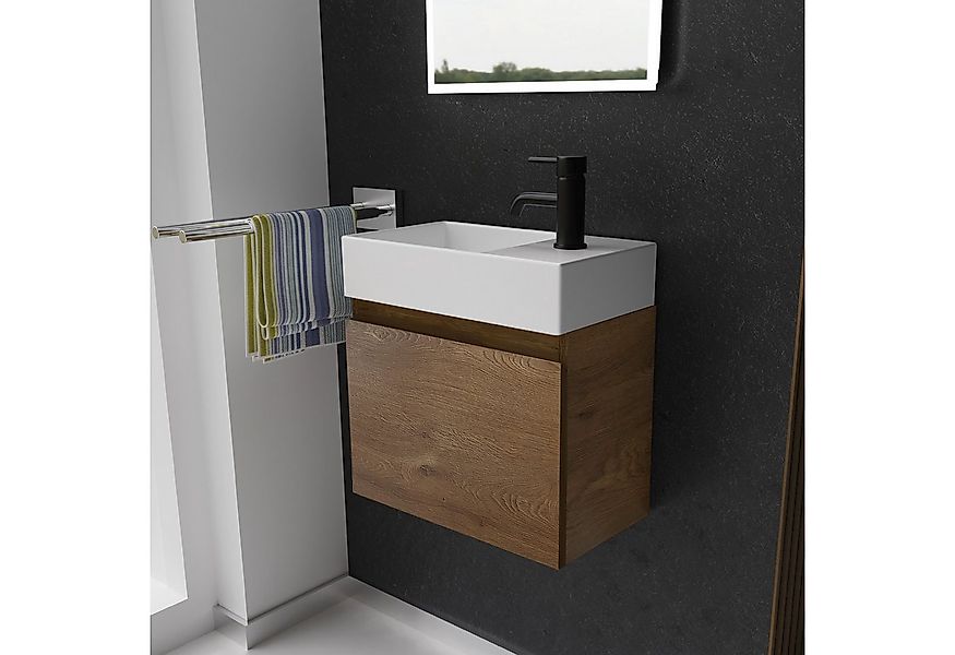 Alpenberger Badmöbel-Set - Waschbecken mit Unterschrank - Badschrank Komple günstig online kaufen