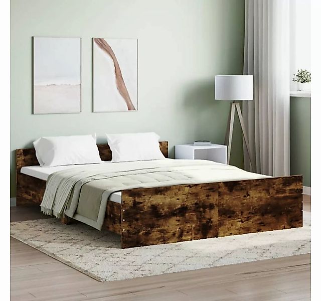 furnicato Bett Bettgestell mit Kopf- und Fußteil Räuchereiche 140x200 cm günstig online kaufen