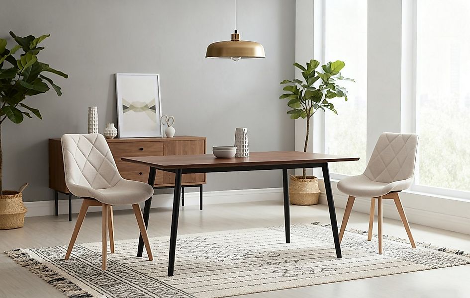 B&D home 4-Fußstuhl TANIA (2er Set, 2 St), Polster, Sitzschale, Holzbeine günstig online kaufen