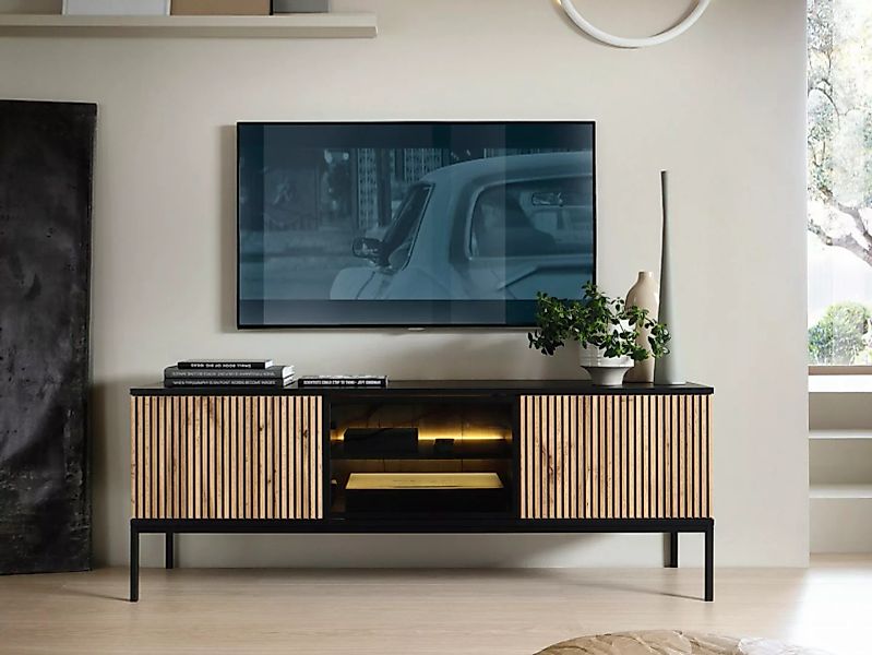 Compleo TV-Schrank LINO, TV Tisch mit LED- Beleuchtung, gerifflete Front, F günstig online kaufen