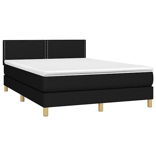 vidaXL Boxspringbett mit Matratze & LED Schwarz 140x200 cm Stoff 3133639 günstig online kaufen