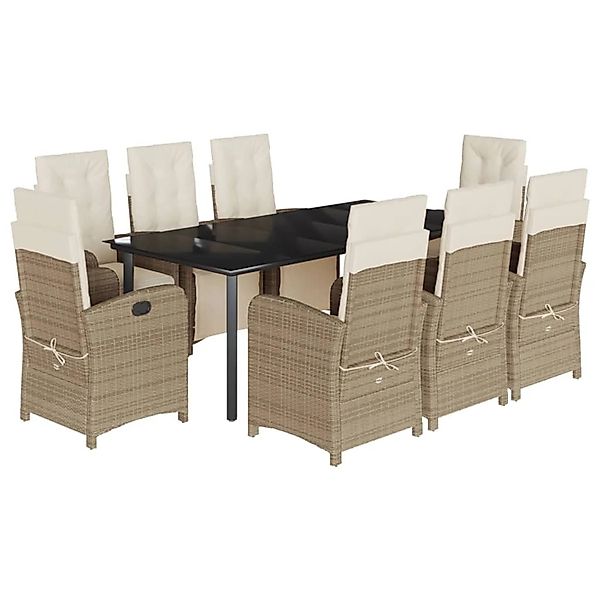 vidaXL 9-Tlg Garten-Essgruppe mit Kissen Beige Poly Rattan 3212583 günstig online kaufen