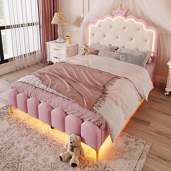 TavilaEcon Prinzessinbett Kinderbett, PU-Material, Lattenrost, mit günstig online kaufen