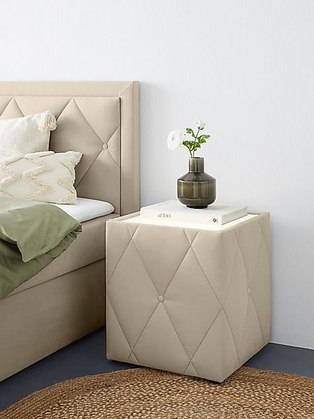 Leonique Nachttisch Alfie, mit Beleuchtung und Bezug aus Samtverlours günstig online kaufen
