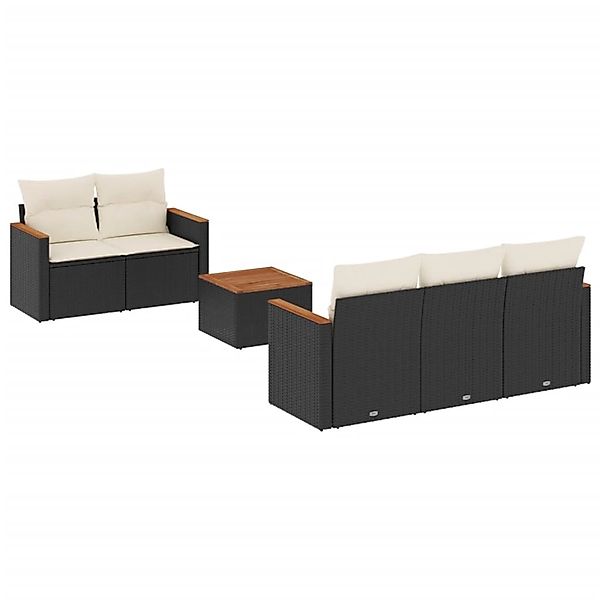 vidaXL 6-Tlg Garten-Sofagarnitur mit Kissen Schwarz Poly Rattan 3225783 günstig online kaufen