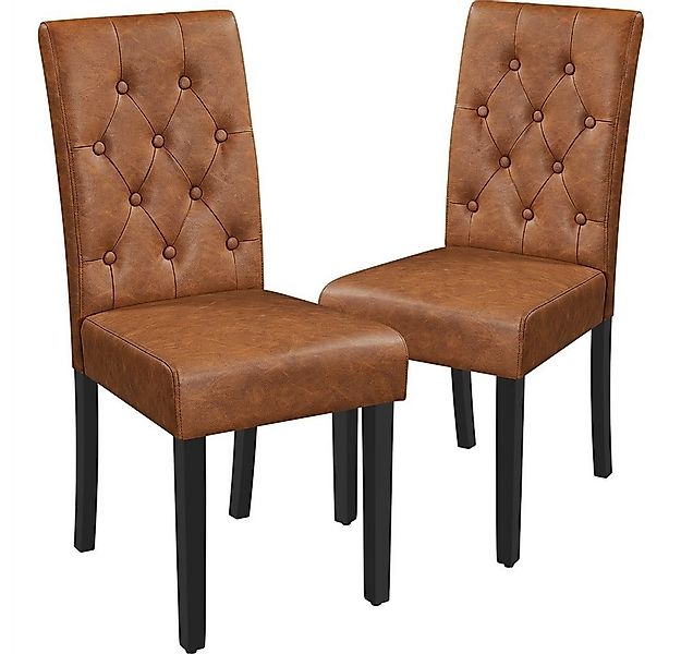 Yaheetech Esszimmerstuhl Küchenstuhl mit Hoher Rückenlehne & Massivholzbein günstig online kaufen