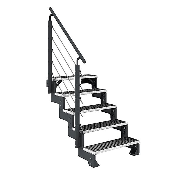 Dolle Außentreppe Gardentop Anthrazit 5 Gitterroststufe 80 cm inkl. Gelände günstig online kaufen