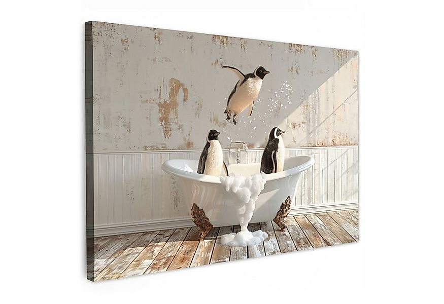 OneMillionCanvasses® Leinwandbild Weinlese - Pinguin - Badewanne - Schaumst günstig online kaufen