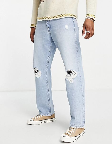 Dr Denim – Dash – Jeans mit geradem Schnitt in heller Waschung und Rissen a günstig online kaufen