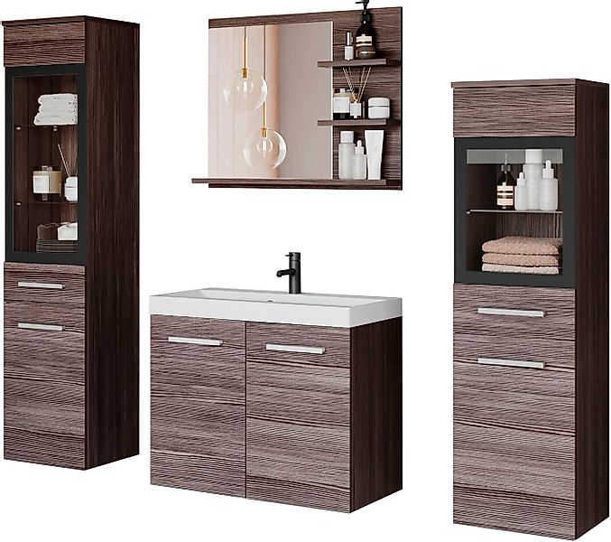 welltime Badmöbel-Set MADRIT, (Komplett-Set, 5-St., mit Waschbecken), Wasch günstig online kaufen