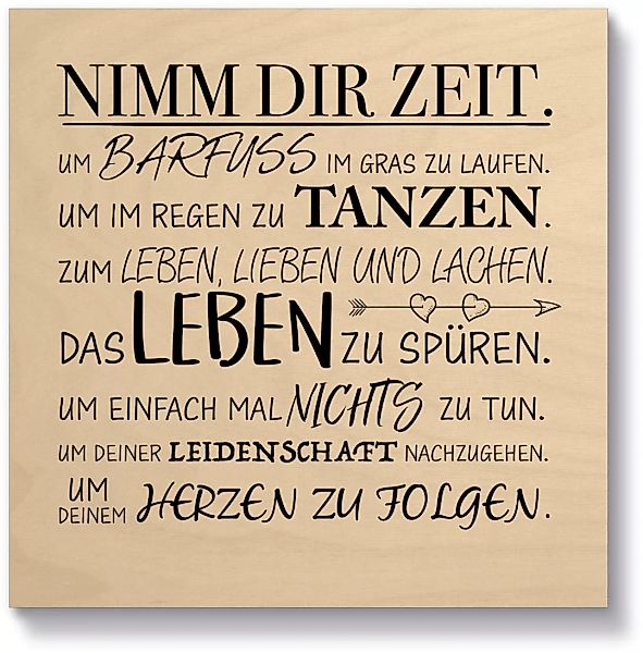 Artland Holzbild »Nimm dir Zeit«, Sprüche & Texte, (1 St.) günstig online kaufen