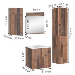 Vicco Badmöbel-Set Izan, Oldstyle, 5-teilig mit günstig online kaufen