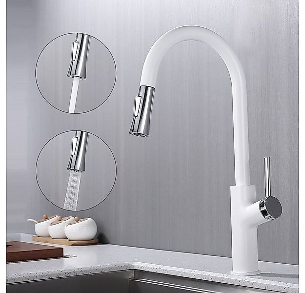 HOMELODY Küchenarmatur Wasserhahn Küche 2 Strahlart Spültischarmatur Hochdr günstig online kaufen