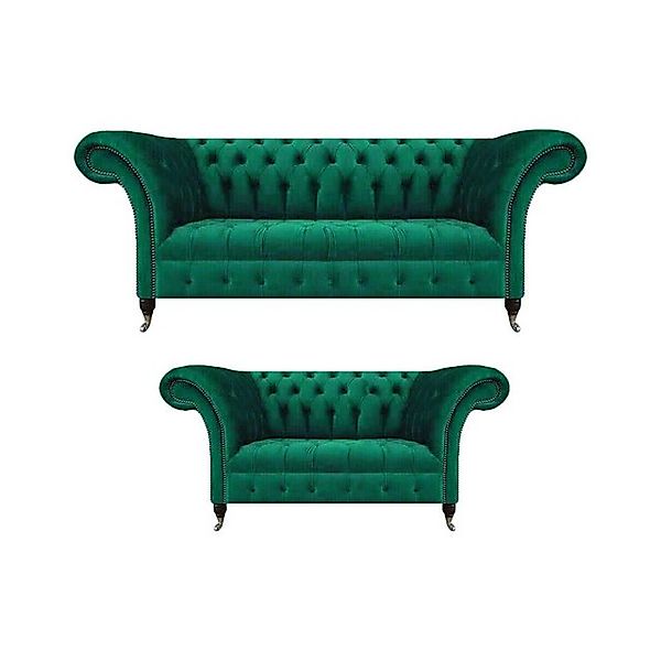 Xlmoebel Sofa Sofagarnitur in vollem Grün mit 2 Chesterfield-Sofas, Hergest günstig online kaufen