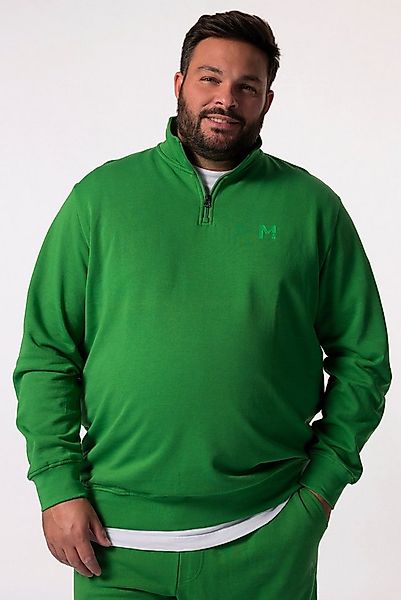 Men Plus Sweatshirt Sweat-Troyer Basic Zippkragen günstig online kaufen