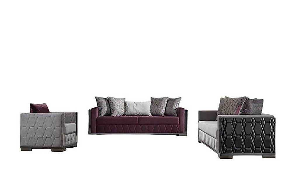 JVmoebel Sofa Luxus Sofagarnitur 3+3+1 Sitzer Gruppe Sofa Sitzer Wohnzimmer günstig online kaufen