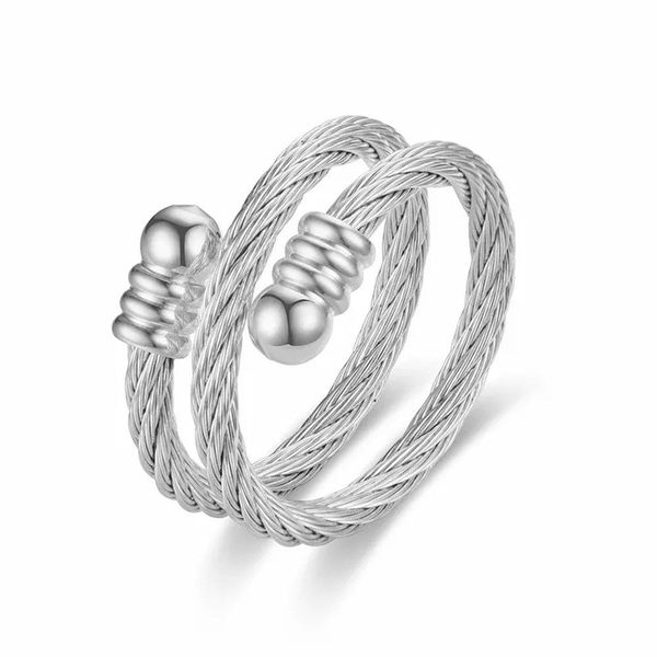 Eyecatcher Fingerring Flexibler Edelstahl-Drahtring Silber Roségold günstig online kaufen