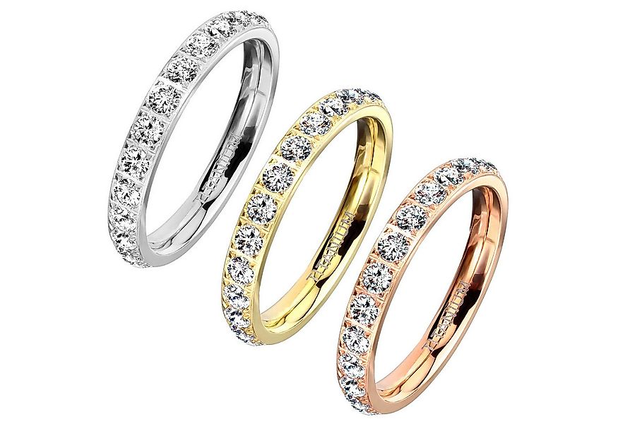 Taffstyle Fingerring Eleganter Titan Damenring mit Zirkonia Kristallen Verl günstig online kaufen