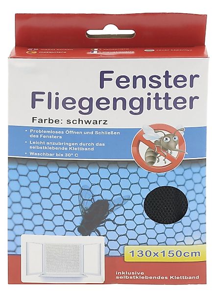 Fliegengitter-Gewebe Insektennetz 130x150cm mit Klettband schwarz günstig online kaufen