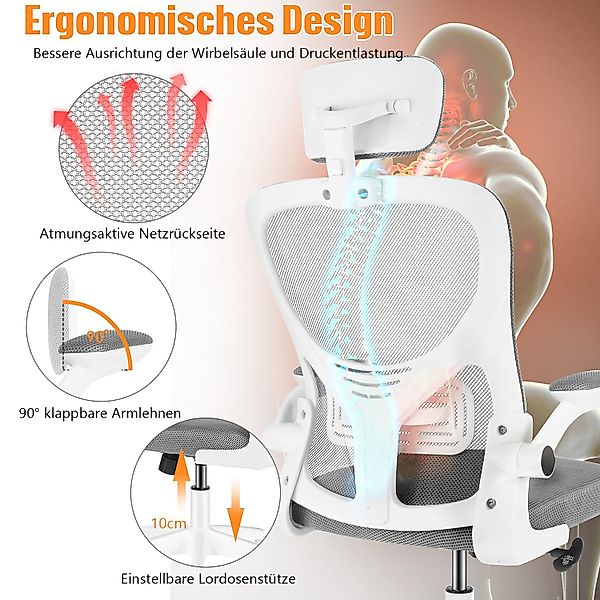 LOVONLIVE Bürostuhl Ergonomisch, Schreibtischstuhl mit Verstellbarer günstig online kaufen