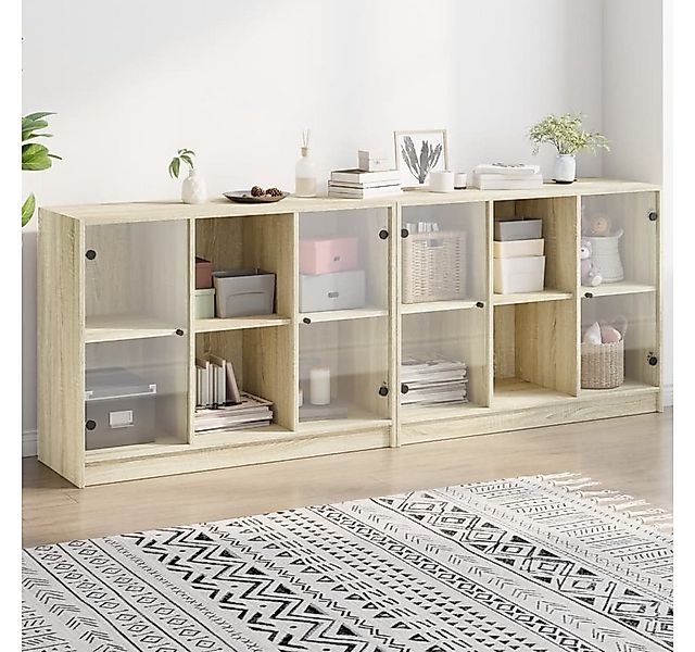 vidaXL Bücherregal Bücherschrank mit Türen Sonoma Eiche 204x37x75 cm Spanpl günstig online kaufen