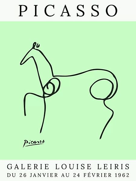 Poster / Leinwandbild - Picasso Pferd – Grün günstig online kaufen