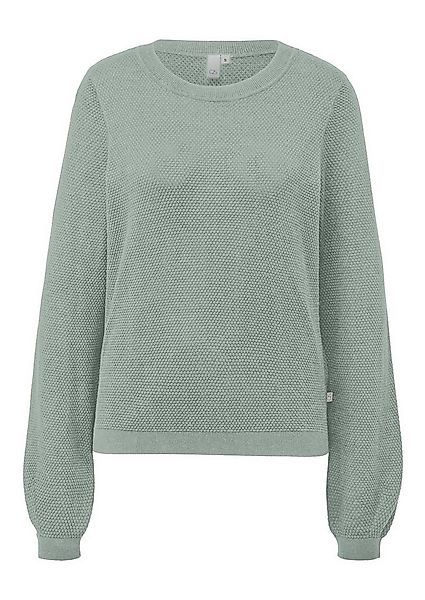QS Rundhalspullover Basic (1-tlg) Rundhals-Ausschnitt, Ballonärmel, Waffel- günstig online kaufen