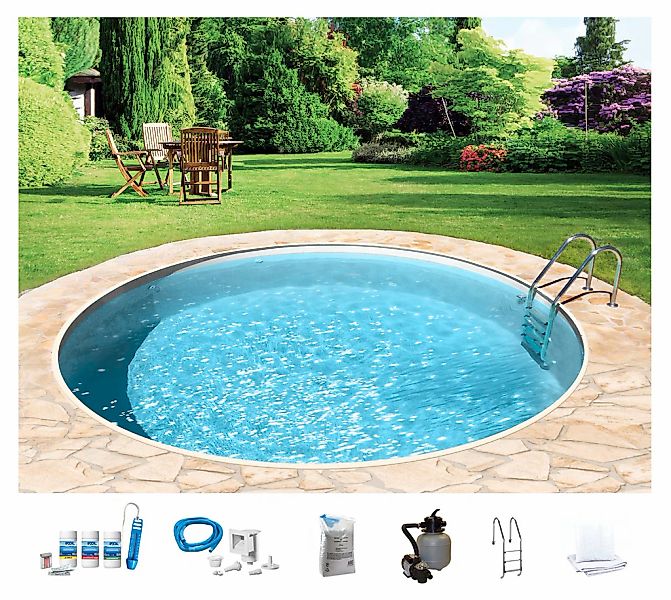 my POOL BWT Rundpool "mit sandfarbener Folie für den Karibik Look", (Set, 7 günstig online kaufen