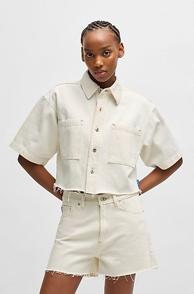 HUGO Blue Klassische Bluse "Getecna B", mit geschnittenem Saum günstig online kaufen