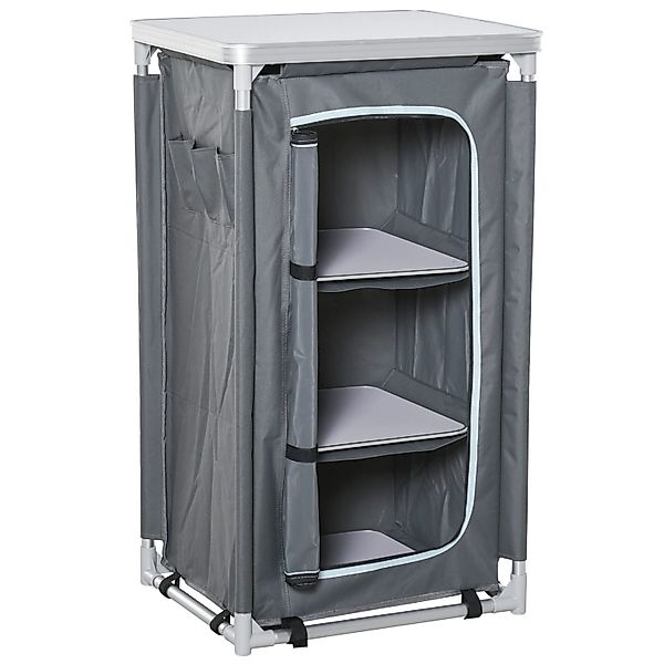 Outsunny Campingschrank Aluminium 600D Oxford-Gewebe Grau 60L x 50B x 104,5 günstig online kaufen