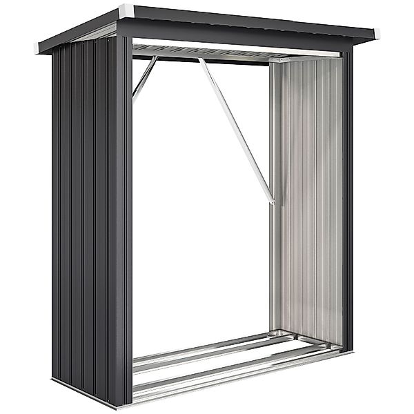 Outsunny Kaminholzregal Außen Stahl 150 x 66,5 x 150 cm erhöhtes Brennholzr günstig online kaufen
