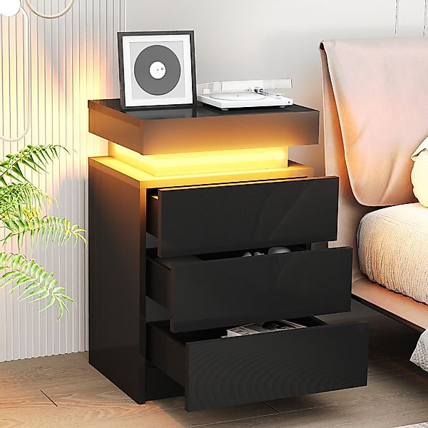 WILGOON Nachttisch Nachtschrank mit LED-Beleuchtung Nachtkommode günstig online kaufen