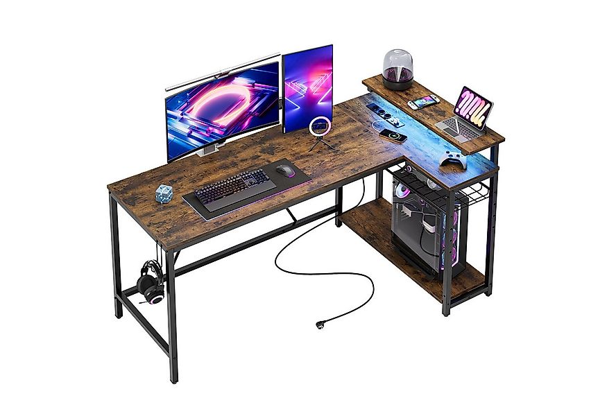 Bestier Gamingtisch Gaming-Schreibtisch L-Form mit LED, 106/133/147 × 50 cm günstig online kaufen