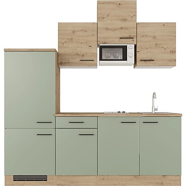 Flex-Well Exclusiv Küche 1602-002 Cara 210 cm Schilfgrün matt - Artisan Eic günstig online kaufen