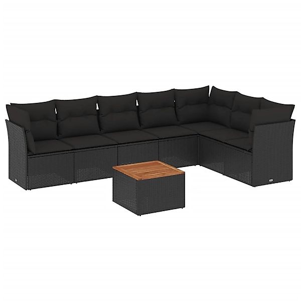 vidaXL 8-Tlg Garten-Sofagarnitur mit Kissen Schwarz Poly Rattan 3223675 günstig online kaufen