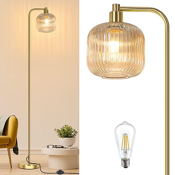 Jibenhome LED Stehlampe Glas Stehlampe Wohnzimmer,Vintage günstig online kaufen