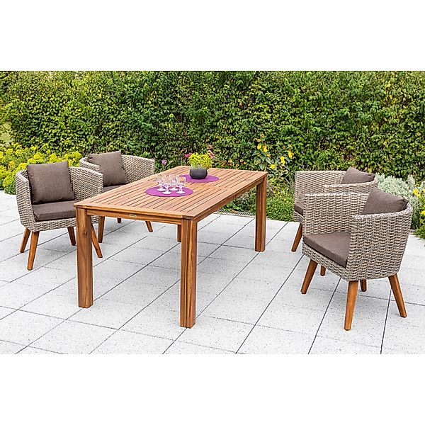 Merxx Imperia Set 5-tlg. 4 Sessel Gartentisch 185 x 90 cm günstig online kaufen