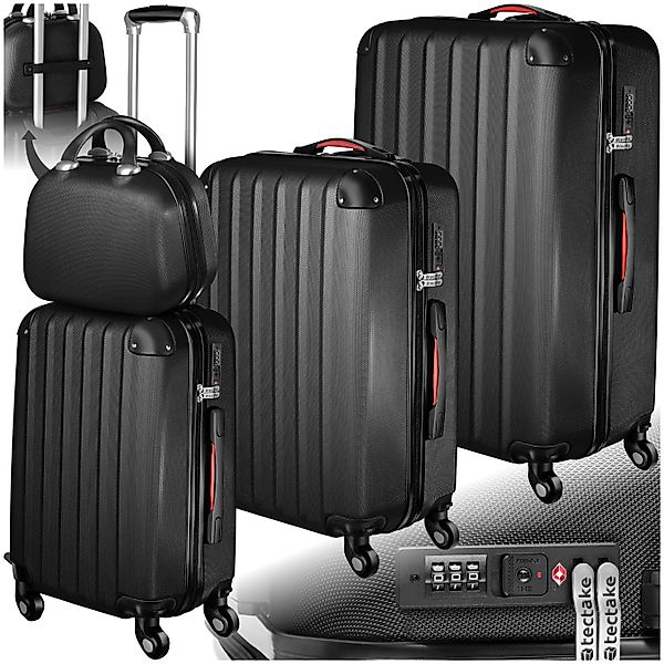 tectake Trolley Hartschalenkoffer-Set, 4 Rollen, 4-teilig, günstig online kaufen
