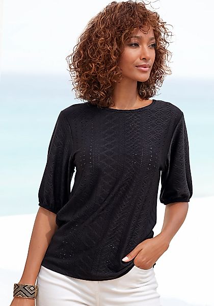 Vivance Kurzarmshirt "mit Lochstickerei", aus pflegeleichter Qualität günstig online kaufen