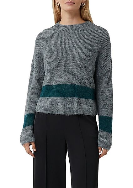 comma Strickpullover Unifarben mit Längstreifen günstig online kaufen